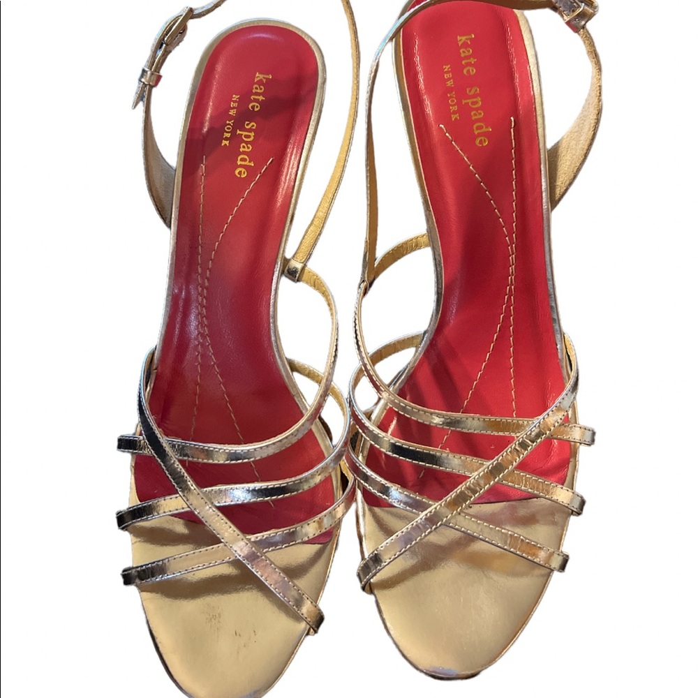 Kate Spade ♠️ strappy silver Made In Italy Leather Heels